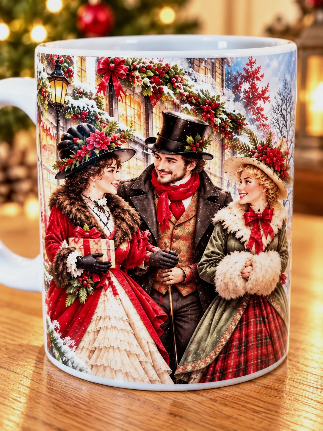 Mug de Noël Joyeux Noël illustration victorienne