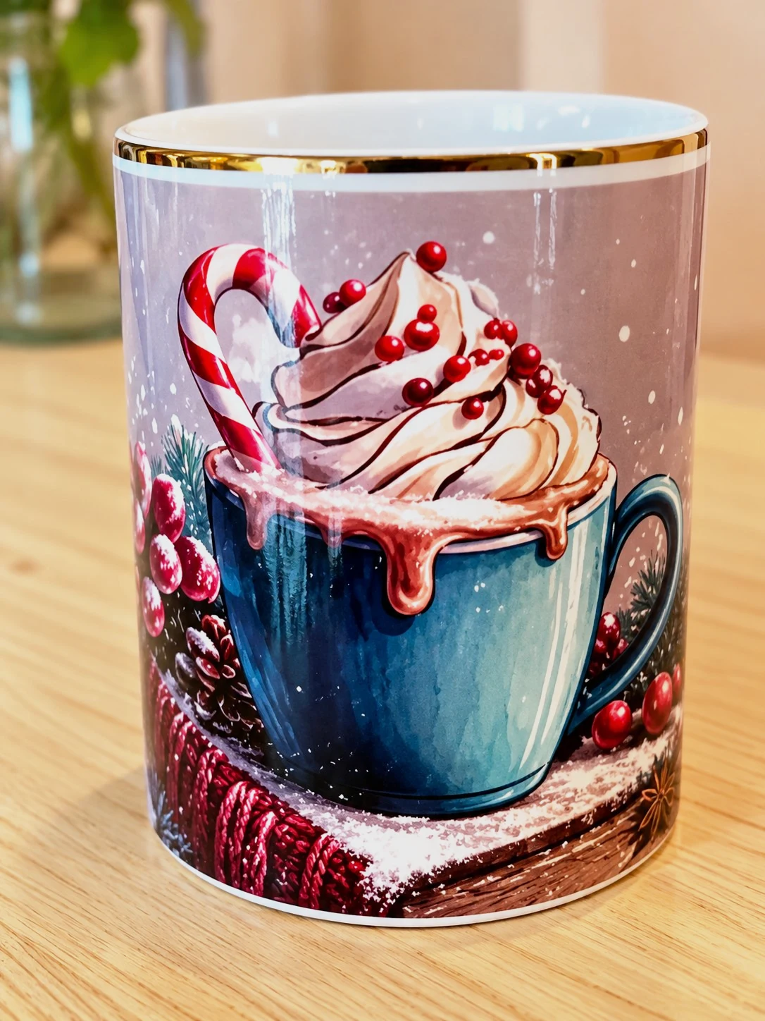 Mug de Noël en céramique détails dorés