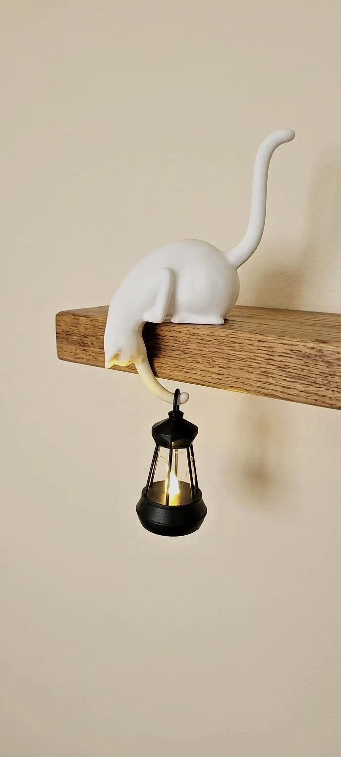 Figura Gato Borde Estantería Farolillo Lámpara LED / Decoración Shelf Sitter Cat