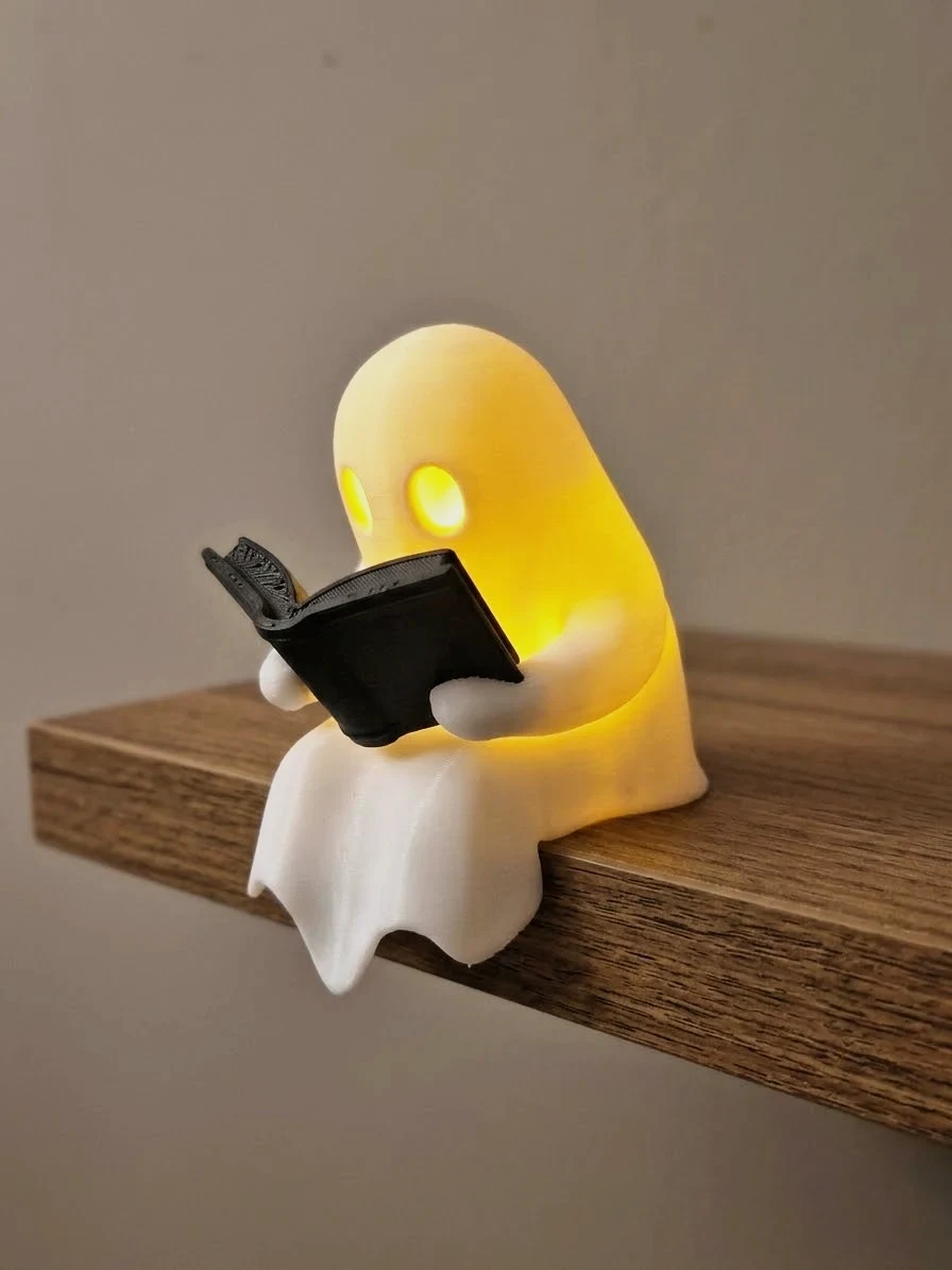 Petite figurine fantôme lecteur - Décoration étagère / Veilleuse 