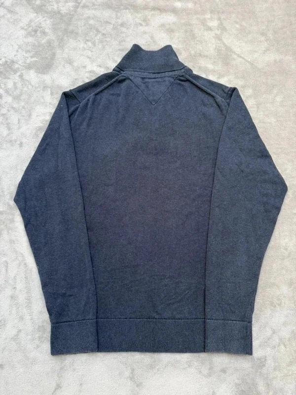 Pull 1/4 zip col camionneur Tommy Hilfiger Bleu marine Taille S logo brodé 100%coton preppy – Tommy Hilfiger – taille S 2