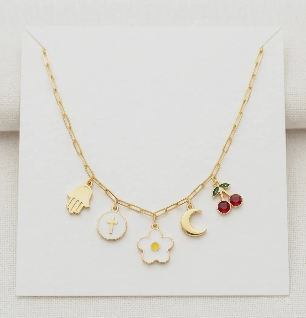Collier doré à pampilles breloques multi-charms – Accessoires – taille Taille unique 3