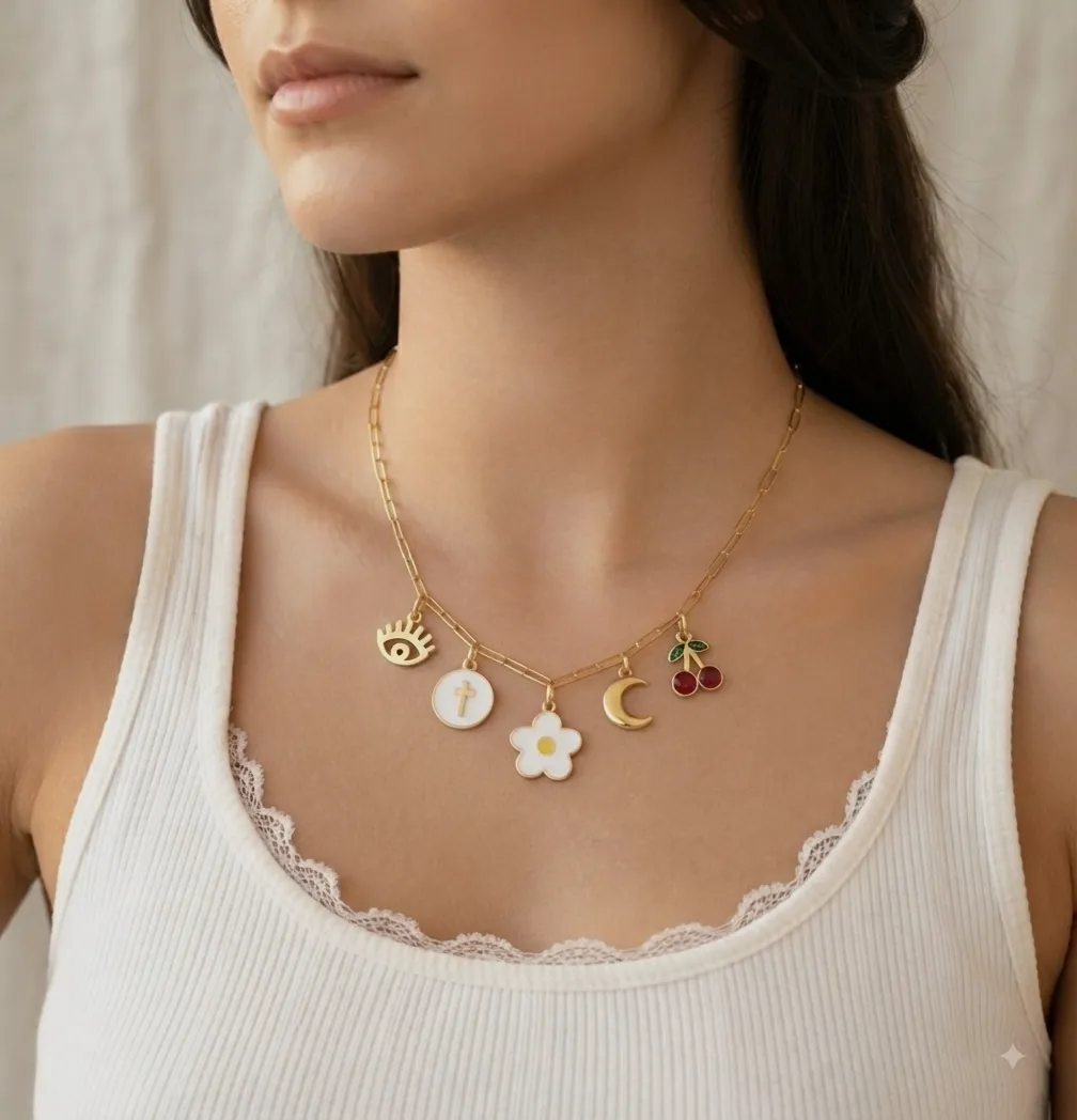 Collier doré à pampilles breloques multi-charms – Accessoires – taille Taille unique 4