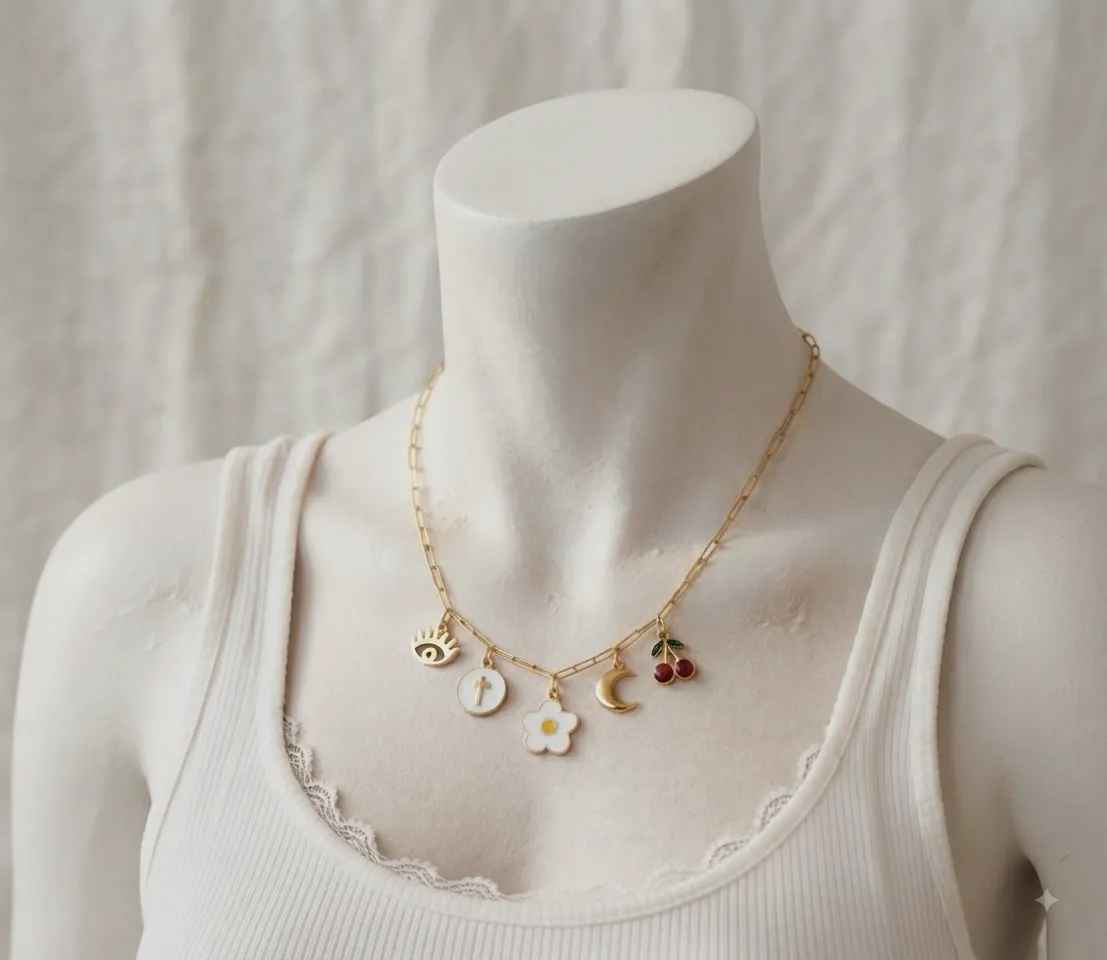 Collier doré à pampilles breloques multi-charms – Accessoires – taille Taille unique 2