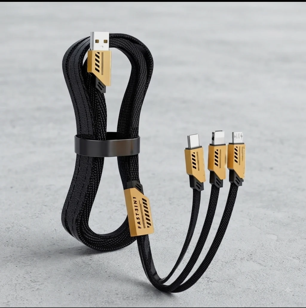 Câble de charge rapide 3-en-1 universel tressé