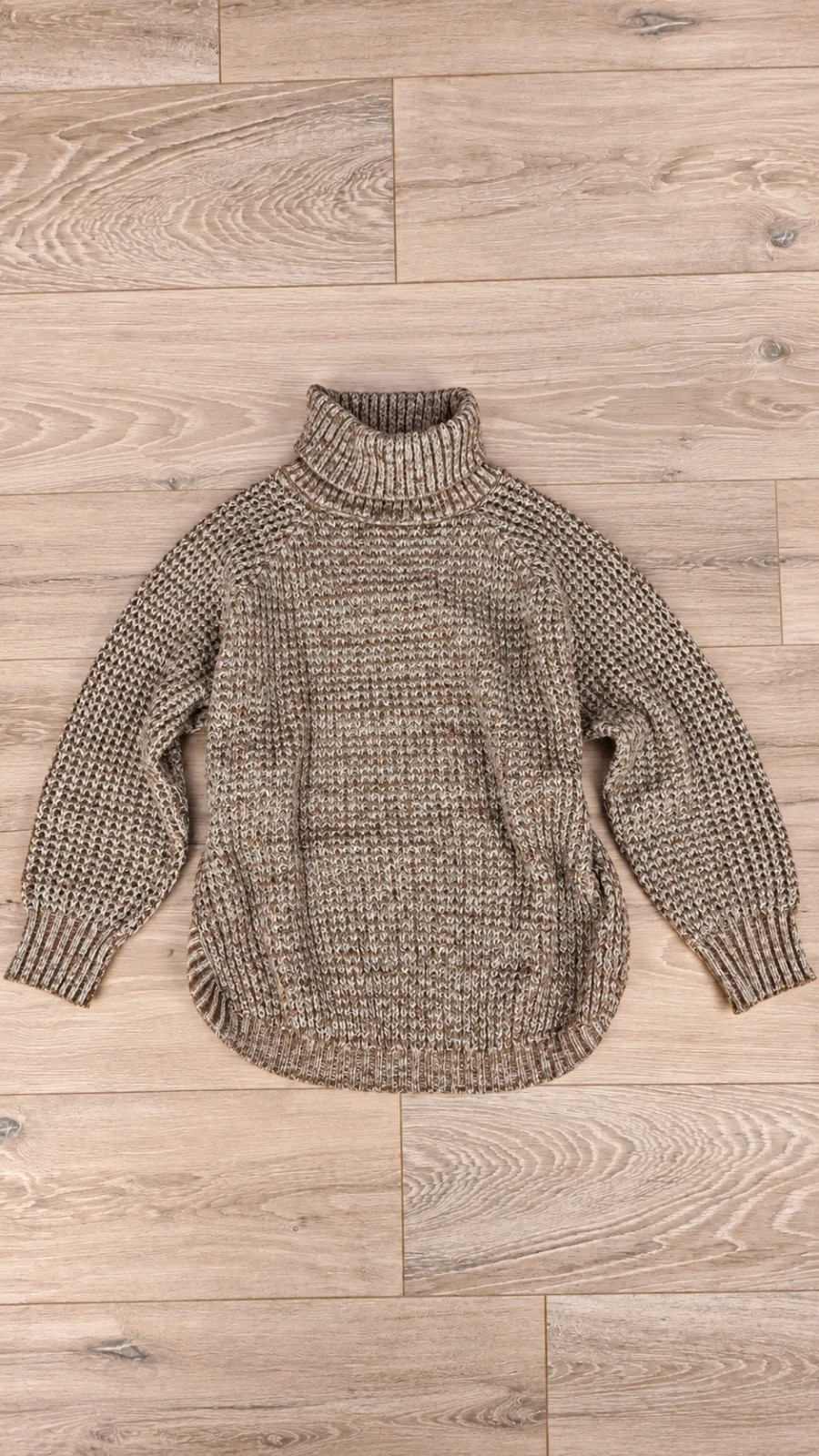 Pull col roulé SHEIN en grosse maille beige & marron chiné – Taille S- très bon état – Shein – taille S / 36 / 8