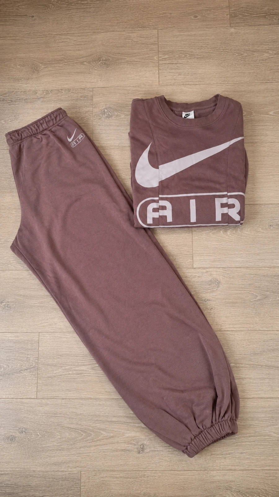Ensemble Nike Air femme taille M – Sweat long + pantalon jogging – Marron vieux rose