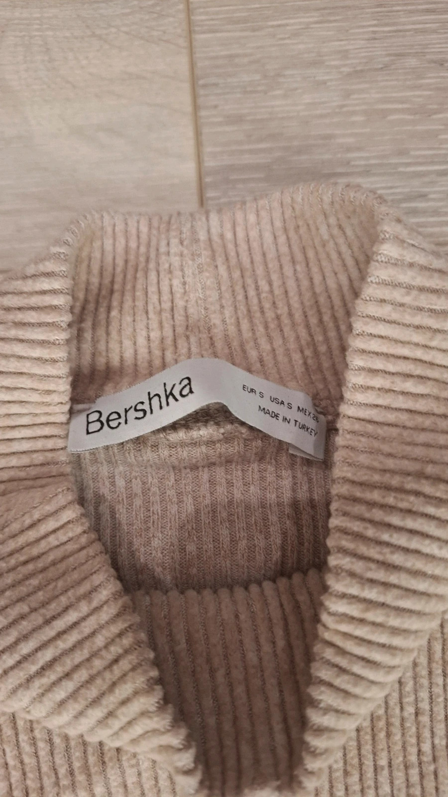 Robe pull femme beige taupe – col roulé – maille côtelée – manches longues – Bershka – taille S / 36 / 8 2