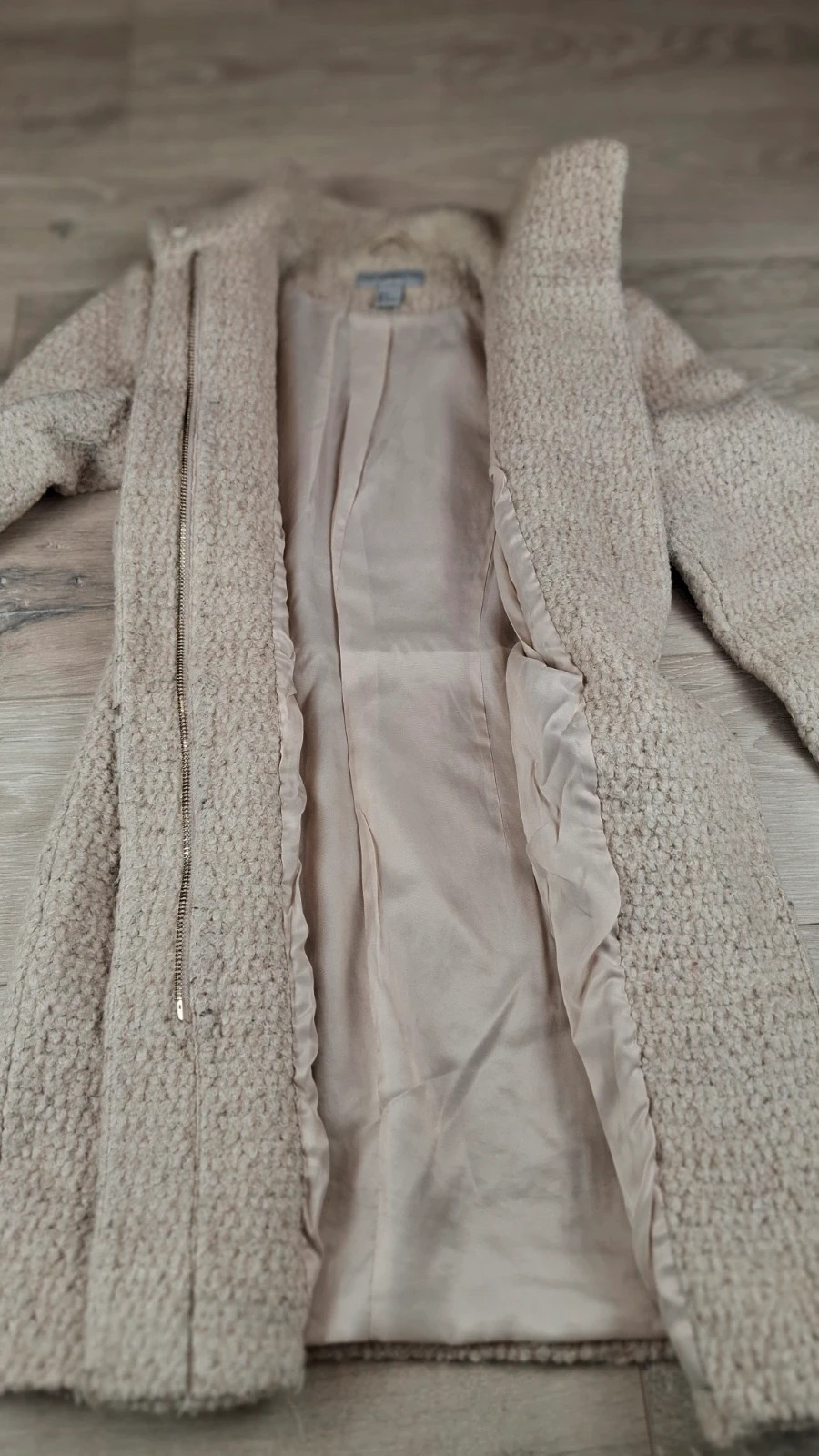 Manteau H&M laine bouclée beige taille 34 – Zip devant – H&M – taille XS / 34 / 6 4