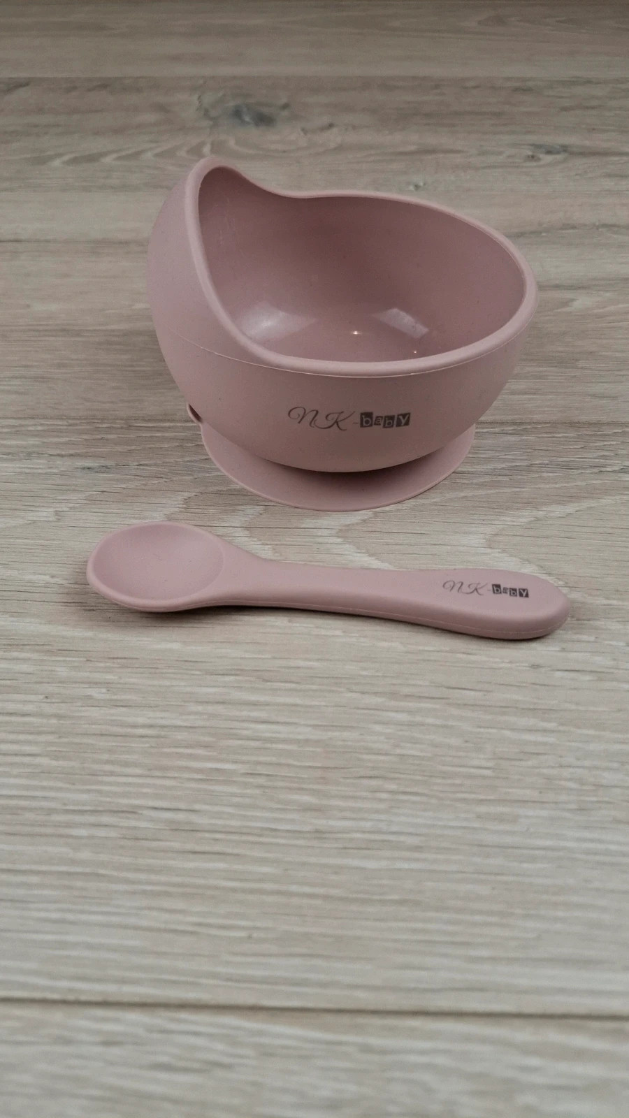Set Repas Bébé Silicone Rose Bavoir Bol Ventouse Cuillère Neuf 2