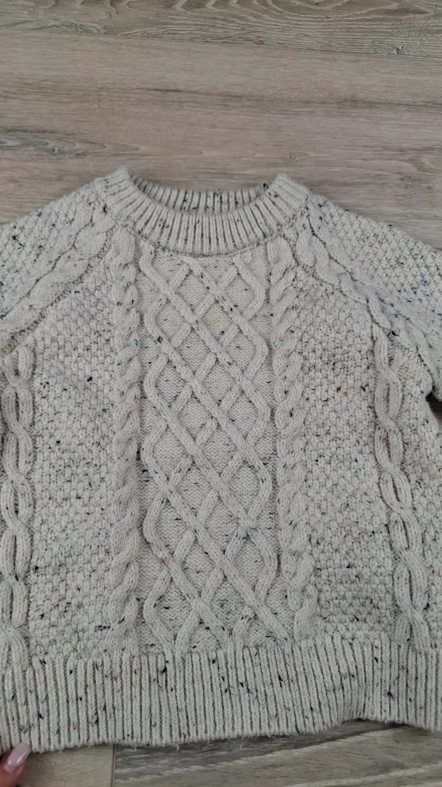Pull torsadé enfant Kiabi écru chiné 4 ans – Point tressé – Très bon état – Kiabi – taille 4 ans / 104 cm 3