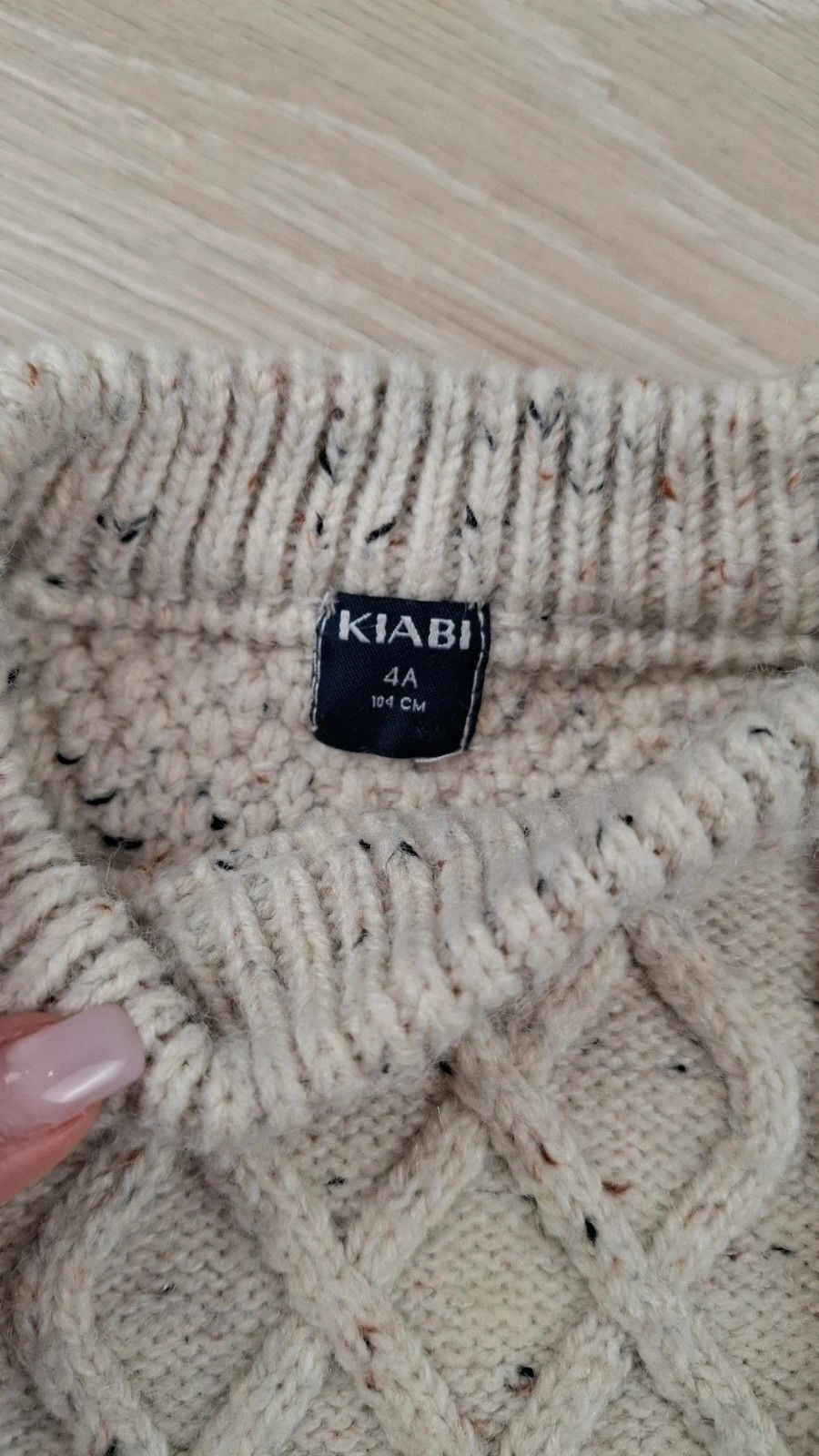 Pull torsadé enfant Kiabi écru chiné 4 ans – Point tressé – Très bon état – Kiabi – taille 4 ans / 104 cm 2