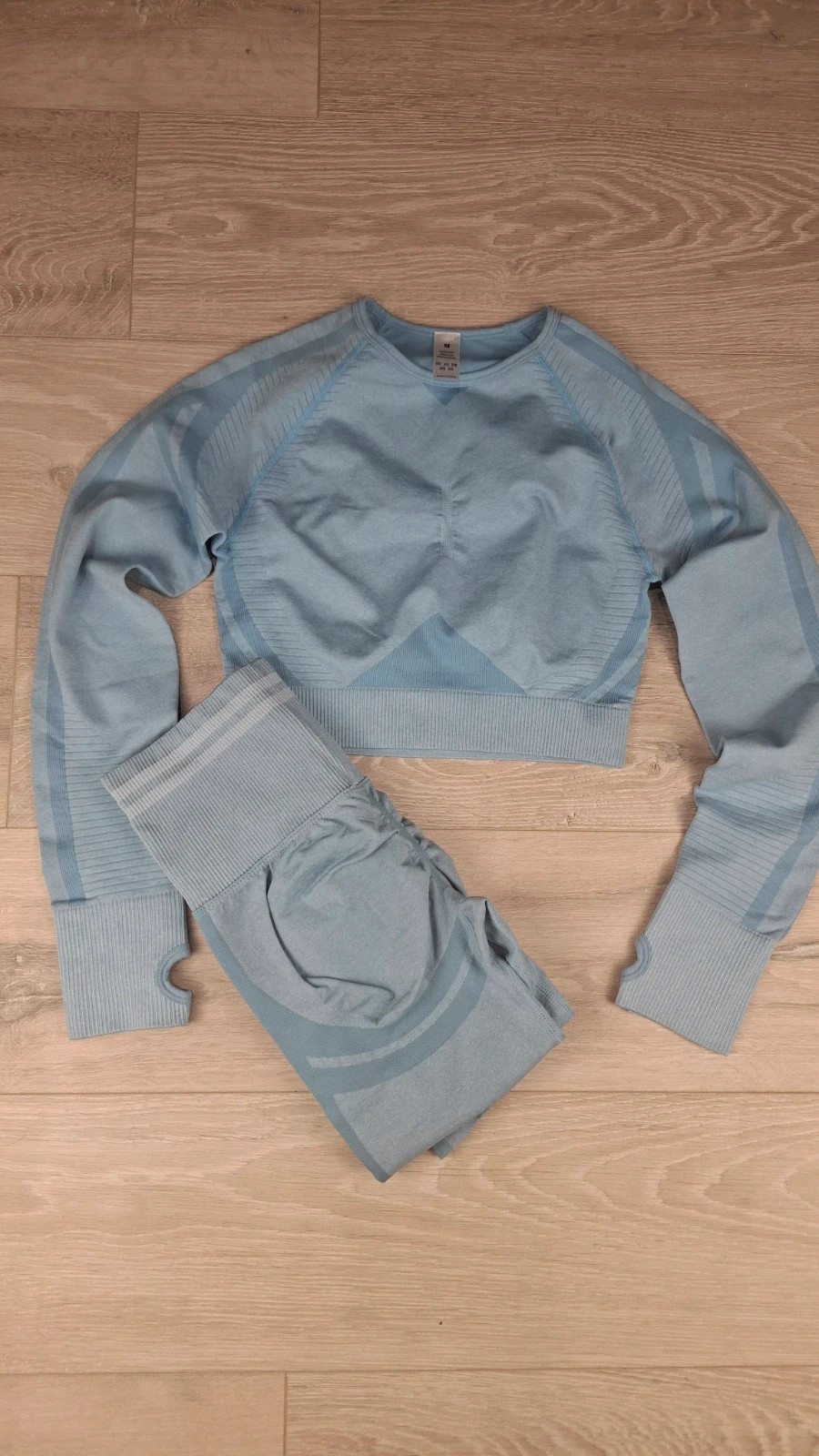 Ensemble Sport 2 Pièces Seamless – Push-Up & Galbant – Bleu Ciel – Taille M – taille M / 38 / 10 2