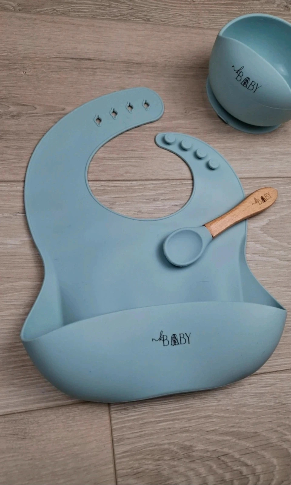 Set Repas Bébé Silicone Bleu – Bavoir + Bol Ventouse + Cuillère – Neuf – Boutique Belgique – taille Taille unique 4