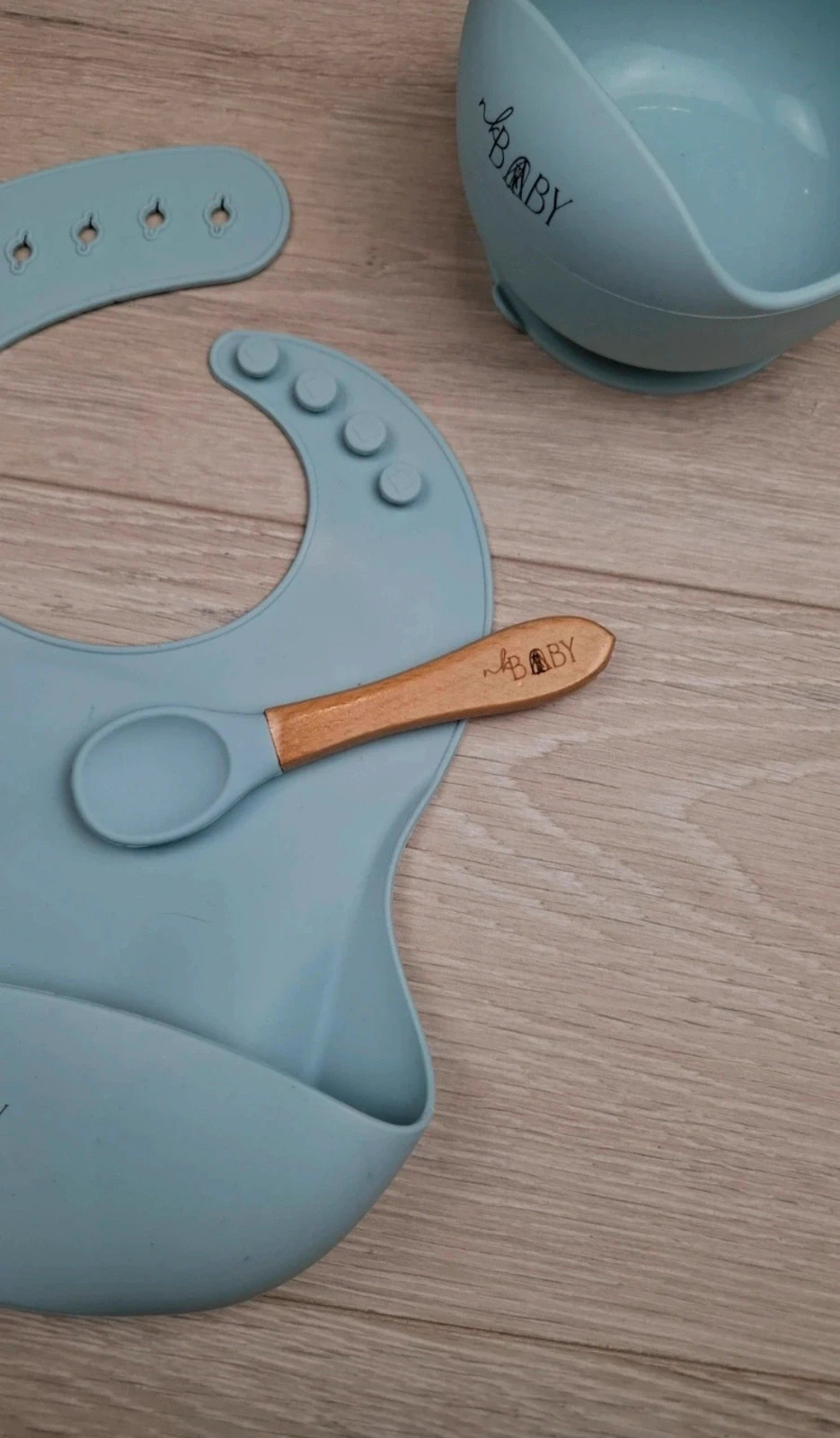 Set Repas Bébé Silicone Bleu – Bavoir + Bol Ventouse + Cuillère – Neuf – Boutique Belgique – taille Taille unique 3