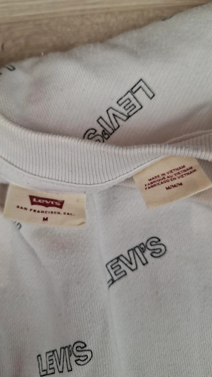 Sweat Levi's Blanc Logo All-Over Taille M – Crewneck Monogramme – Levi's – taille M / 38 / 10 3