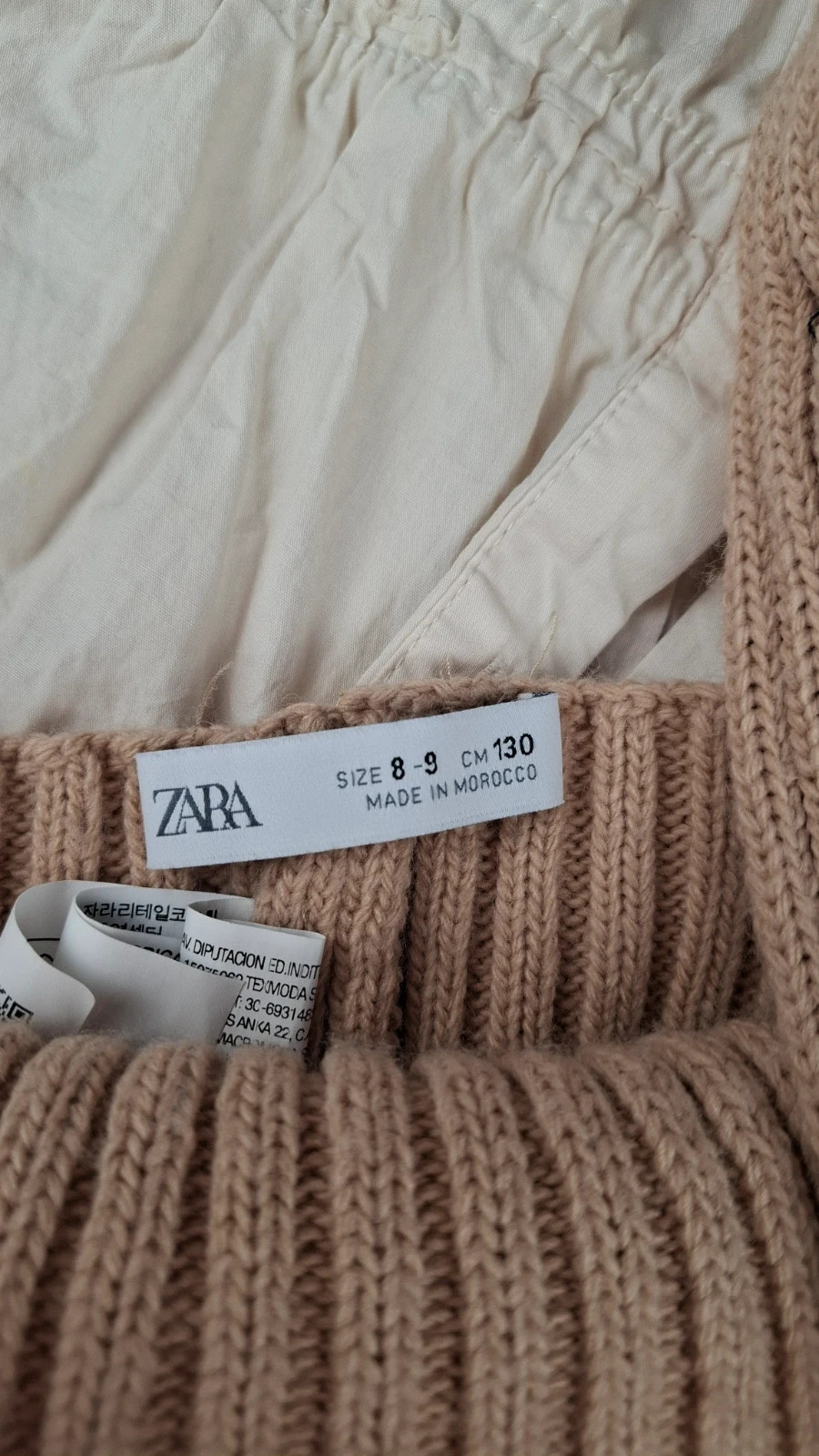 Robe Chemise ZARA Fille 8-9 ans (130cm) Beige – chemise beige + Brassière Tricot – Zara Kids – taille 8 ans / 128 cm 4