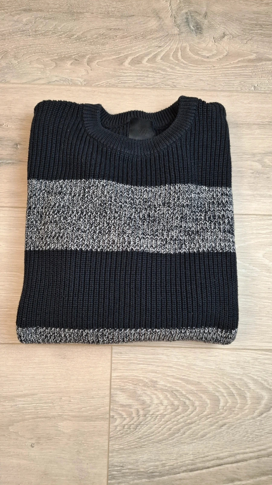 Pull H&M homme rayé noir gris – taille M – maille épaisse – H&M – taille M 3