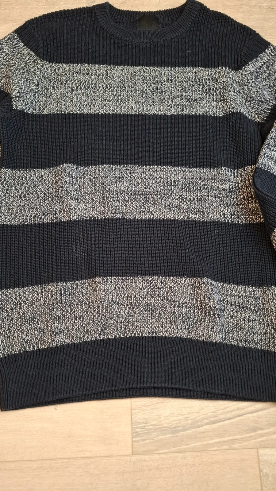 Pull H&M homme rayé noir gris – taille M – maille épaisse – H&M – taille M 4