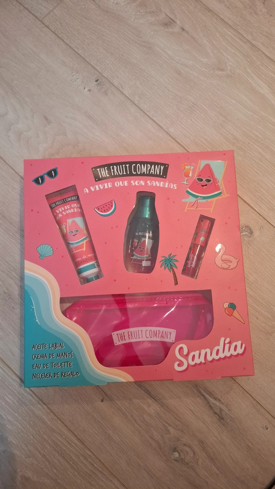 Coffret beauté The Fruit Company Sandía pastèque eau toilette crème mains huile lèvres neuf