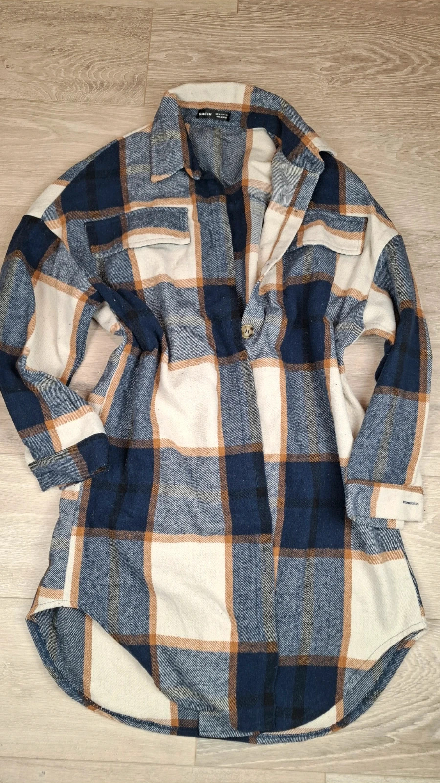Surchemise à carreaux SHEIN femme M – Douce & chaude – Bleu/beige – Shein – taille M / 38 / 10