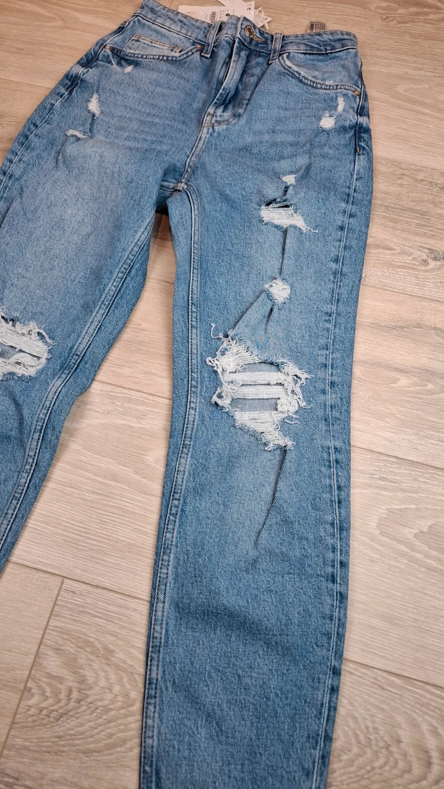 Jean mom slim Bershka femme – Taille haute – Effet destroy – Taille 36 – Neuf avec étiquettes – Bershka – taille S / 36 / 8 3