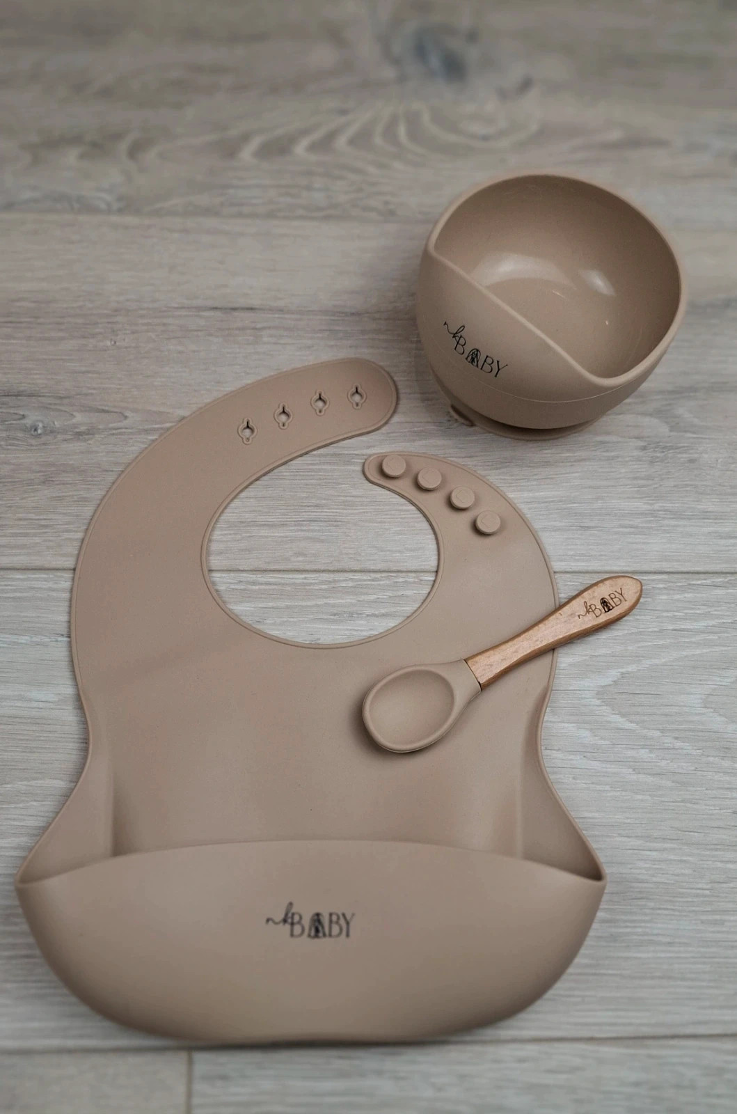 Set repas bébé silicone – Bavoir + Bol ventouse + Cuillère – Neuf 5