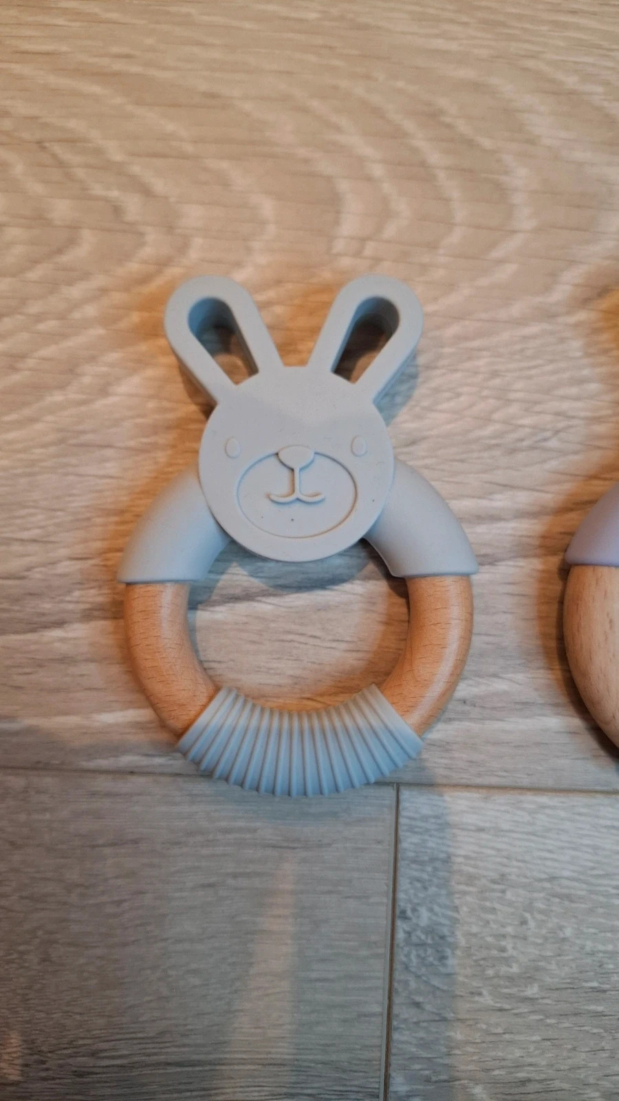 Anneau de dentition bébé – Lapin en silicone & bois – neufs – taille Taille unique 3