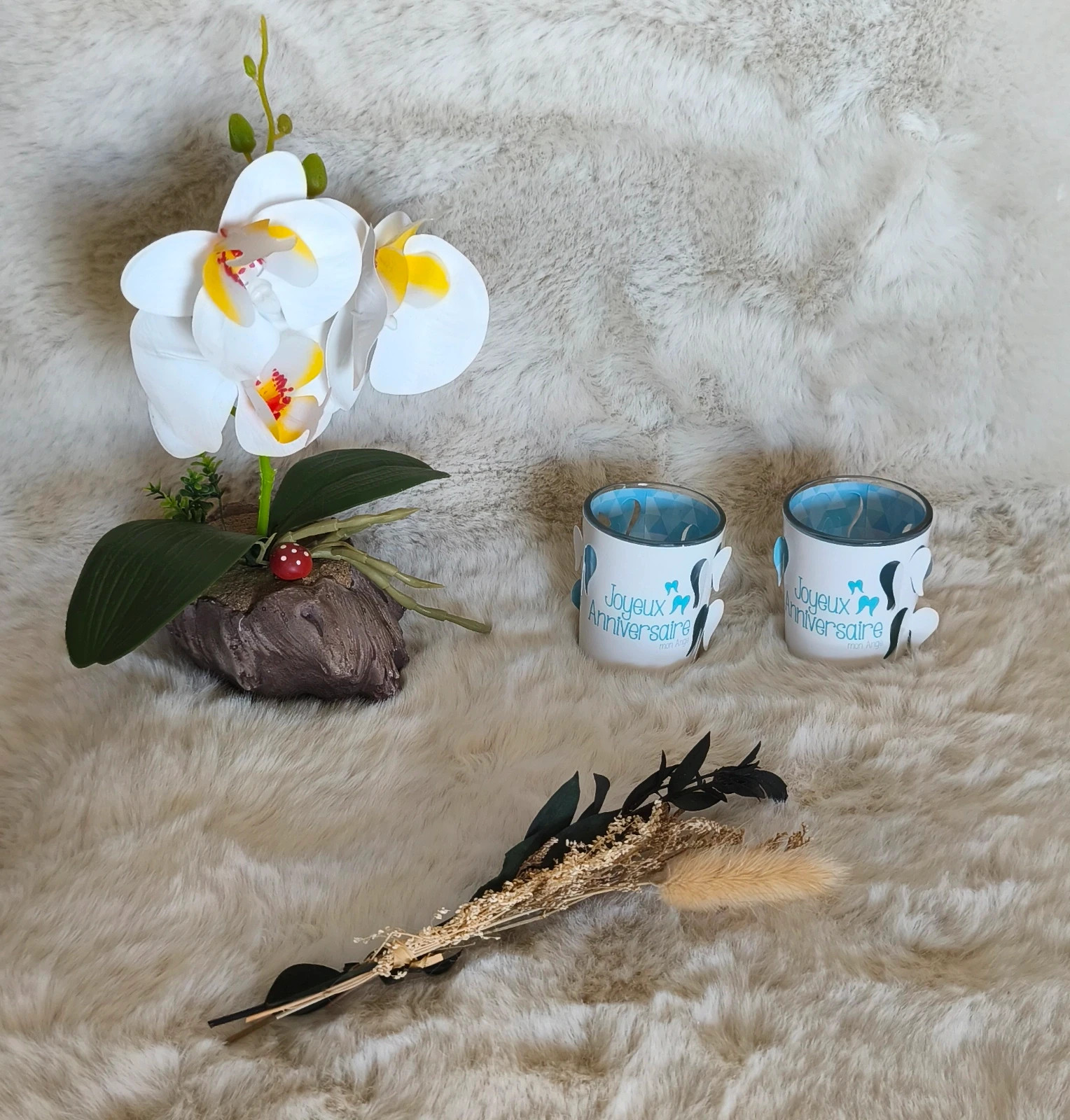 🩵 lot de 2 petits bougeoir "joyeux anniversaire" 🩵