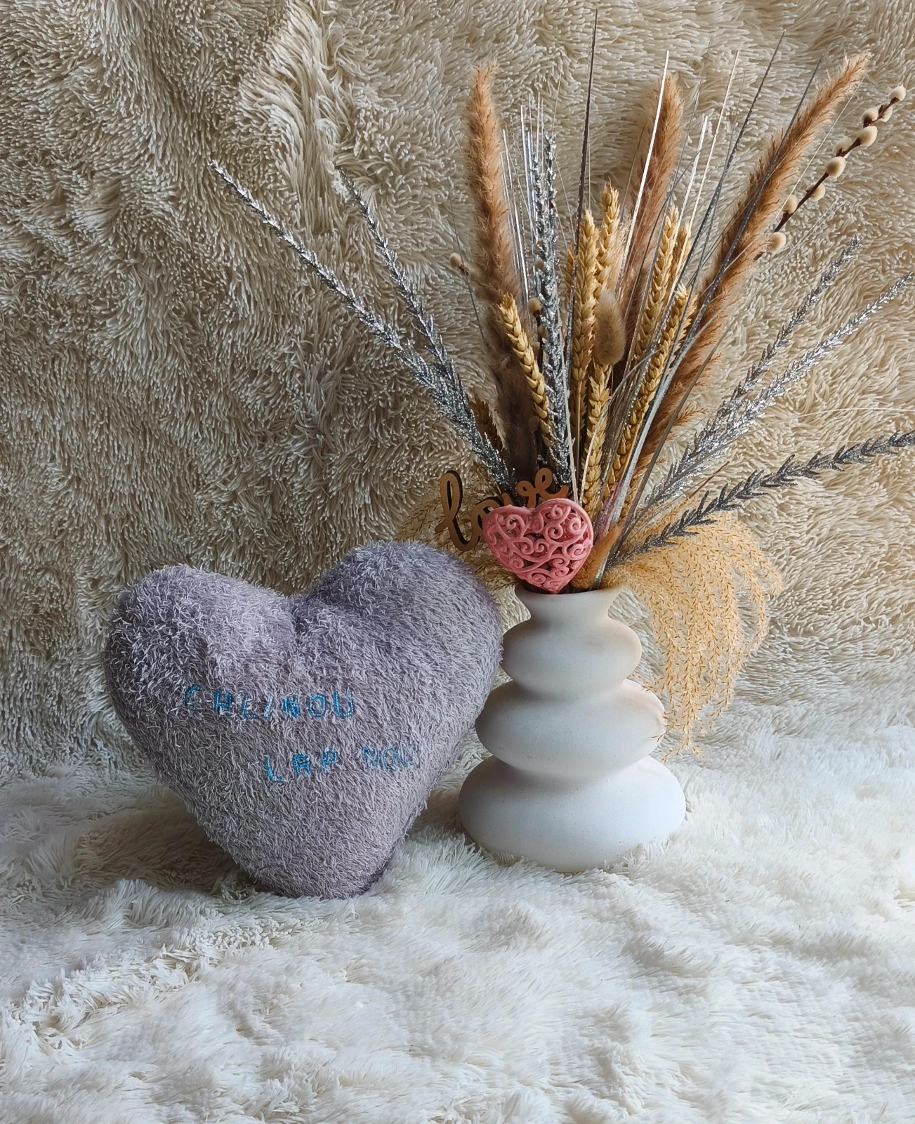 🩶 coussin peluche cœur 🩶