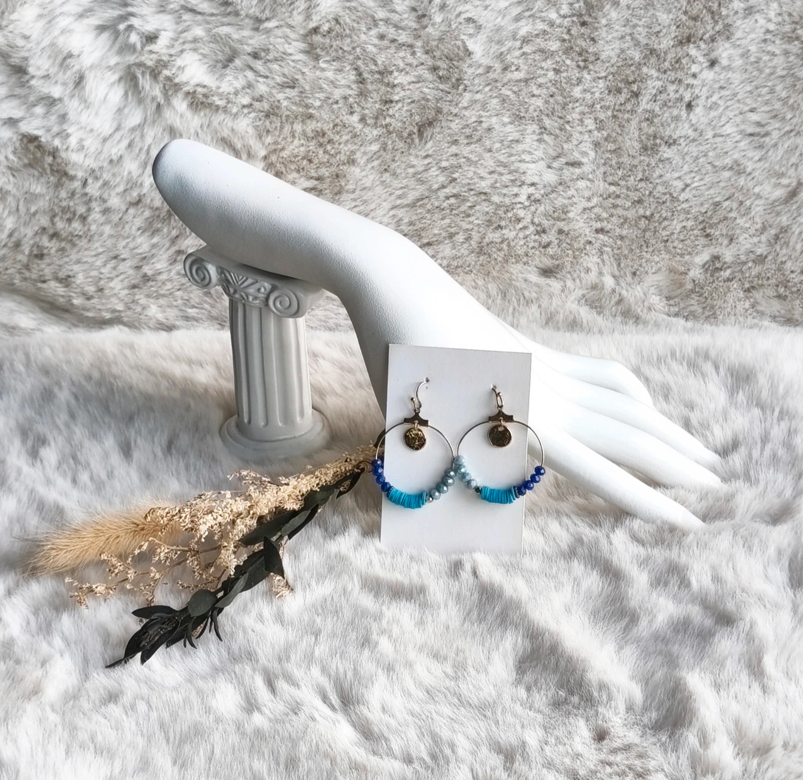 🩵 boucle d'oreille perle fantaisie 🩵
