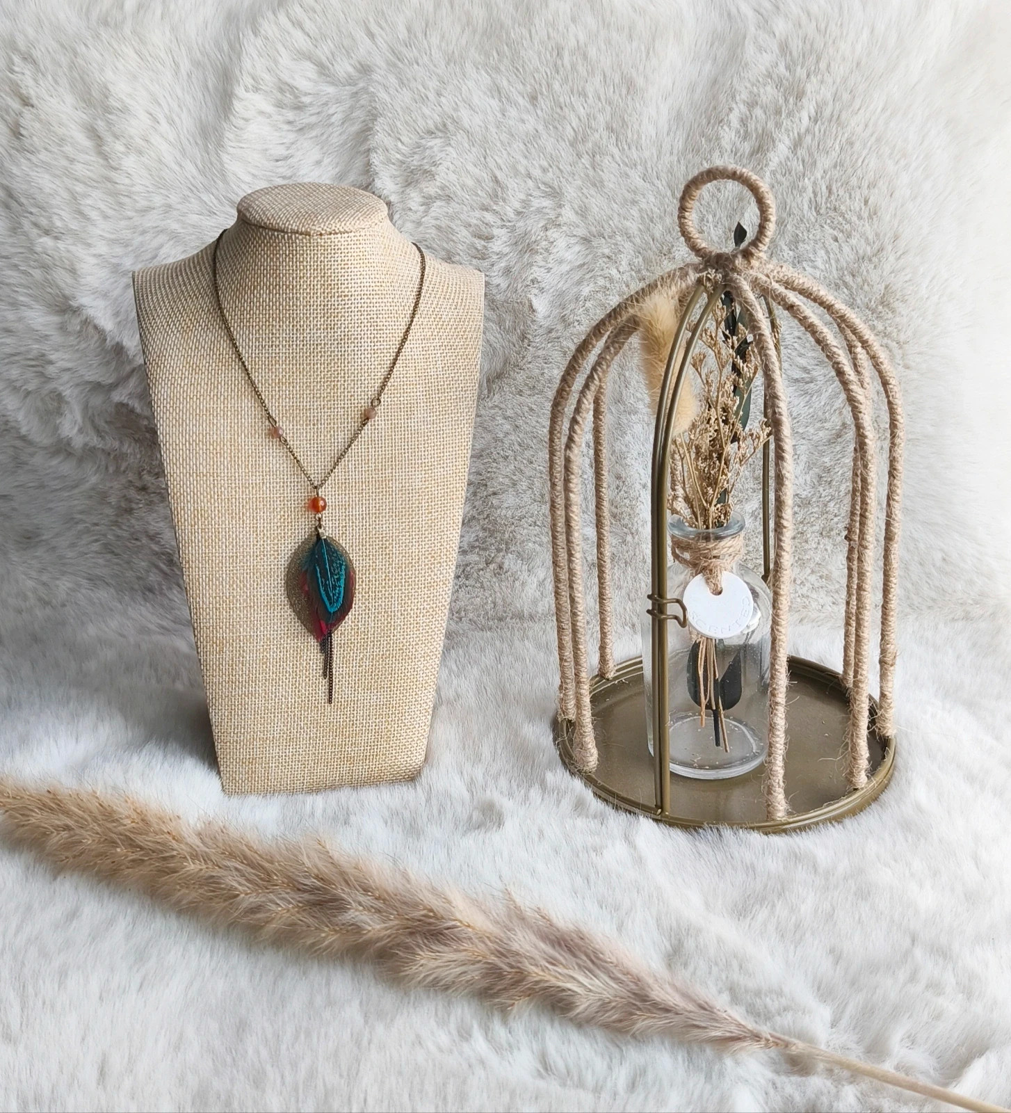 🖤 collier long plume multicolore 🖤