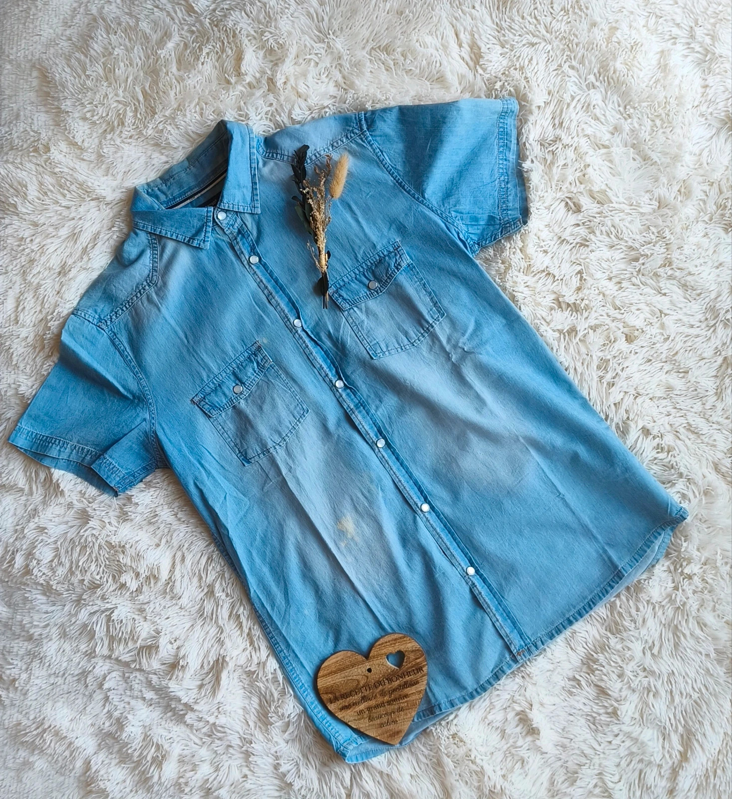 🩵 chemise manches courtes imitation jeans homme taille L 🩵 – In Extenso – taille L 2