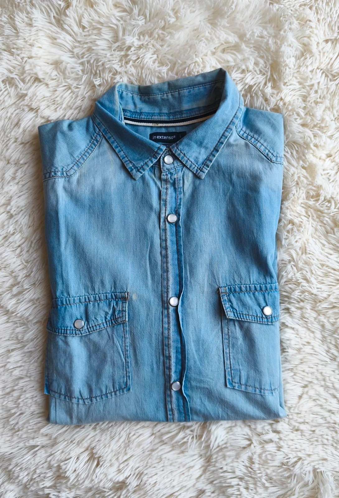🩵 chemise manches courtes imitation jeans homme taille L 🩵 – In Extenso – taille L 3