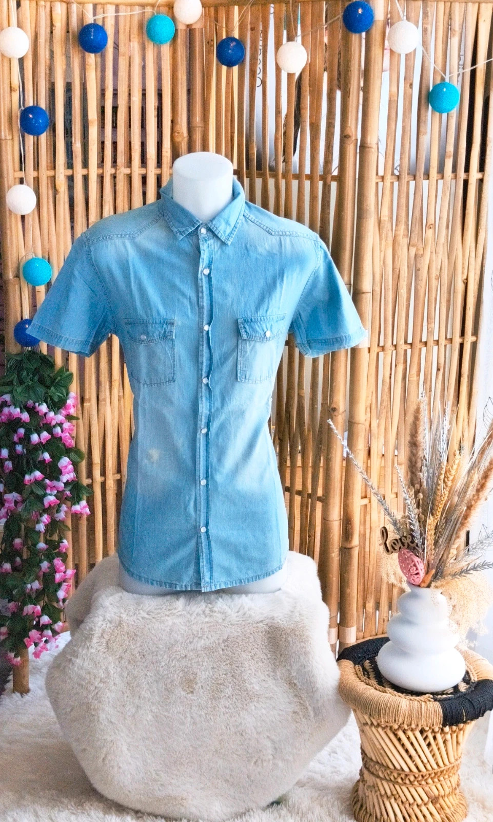🩵 chemise manches courtes imitation jeans homme taille L 🩵