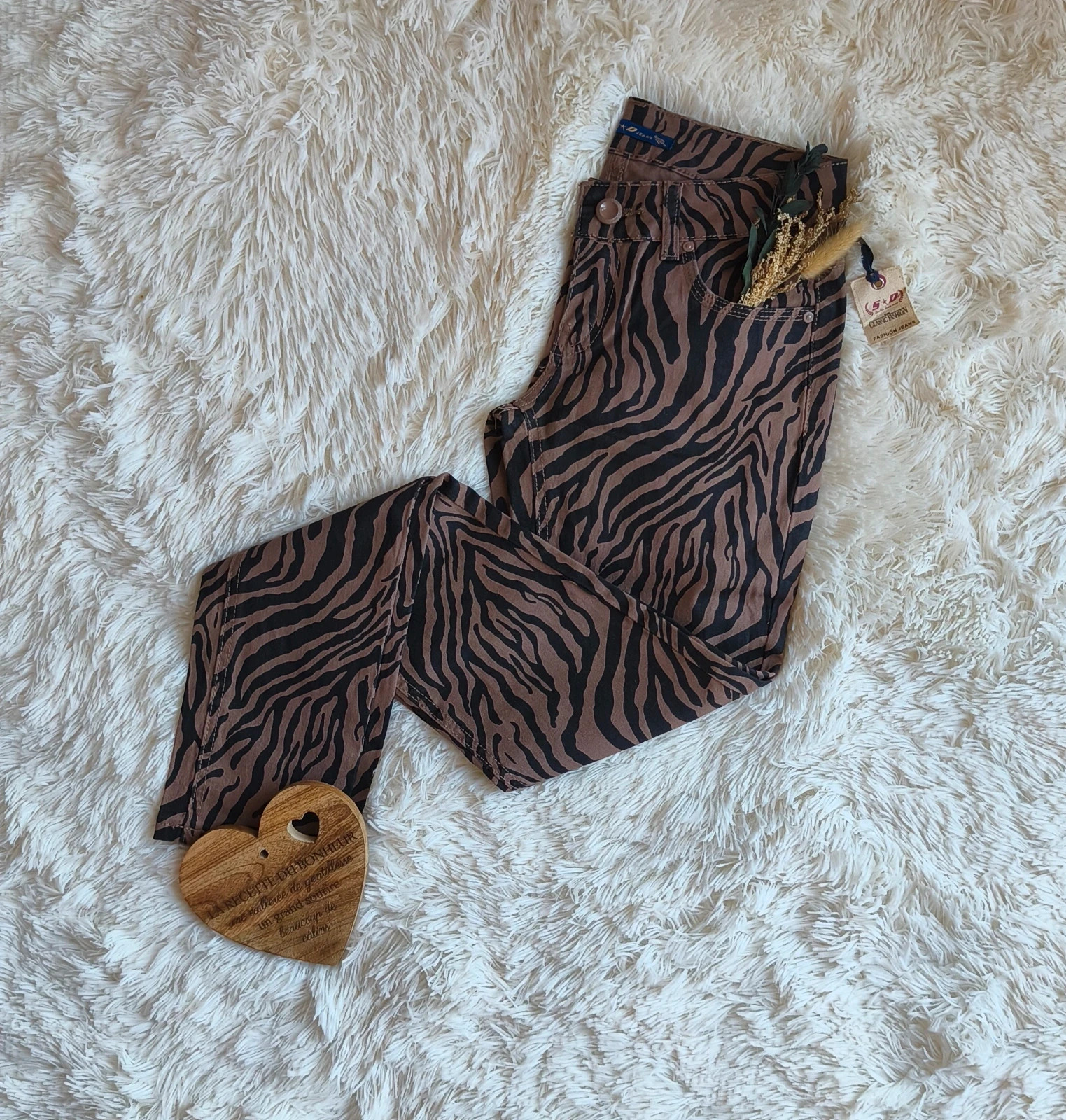 🤎 jeans zébré marron et noir femme T36 🤎 – SD JEANS – taille S / 36 / 8 2