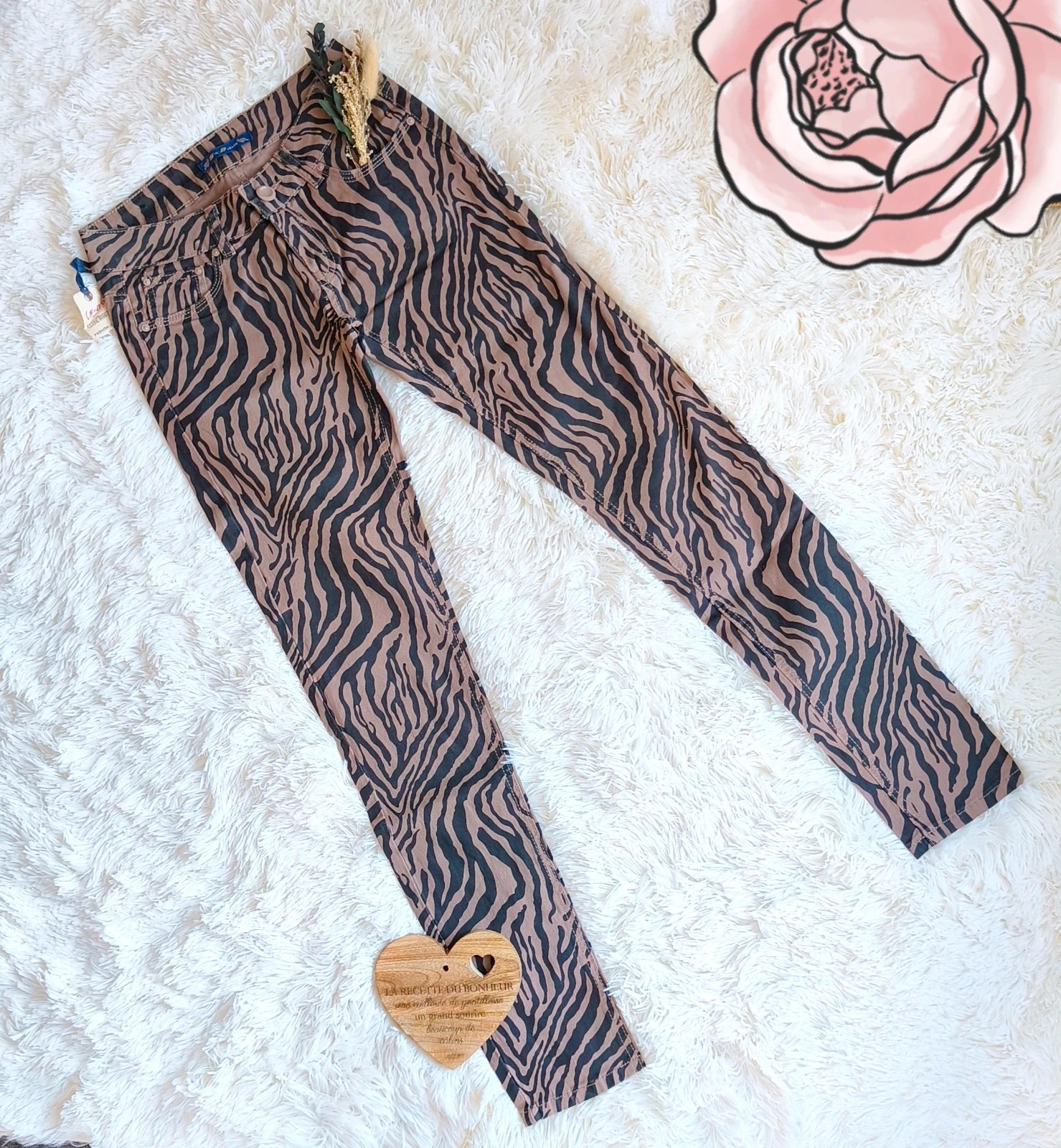 🤎 jeans zébré marron et noir femme T36 🤎