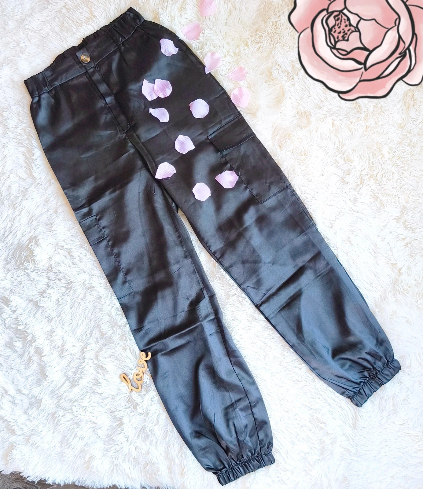 🖤 pantalon satin noir femme T36 🖤