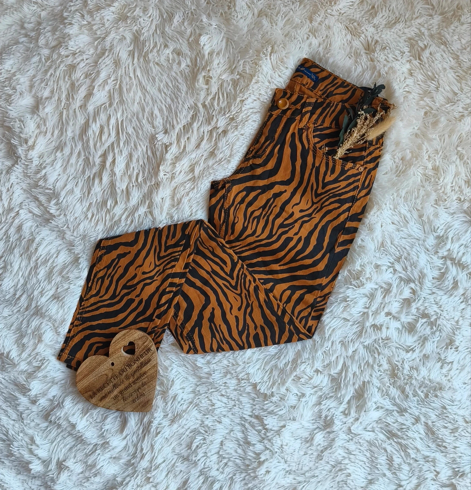🧡 jeans tigré orange et noir femme T36 🧡 – SD JEANS – taille S / 36 / 8 2