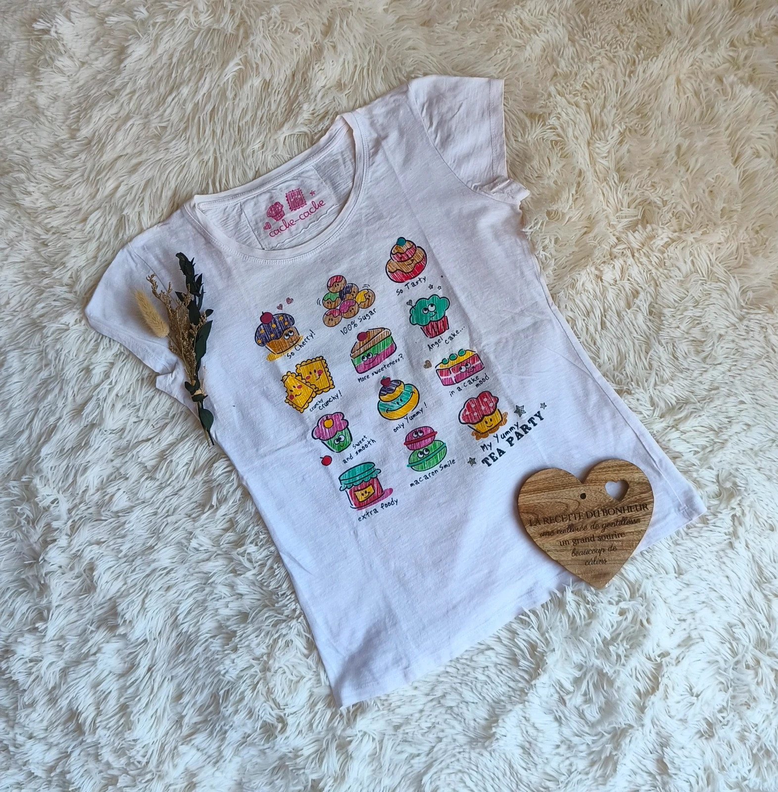 🤍 tee-shirt gourmand manches courtes femme T36 🤍 – Cache Cache – taille S / 36 / 8 2