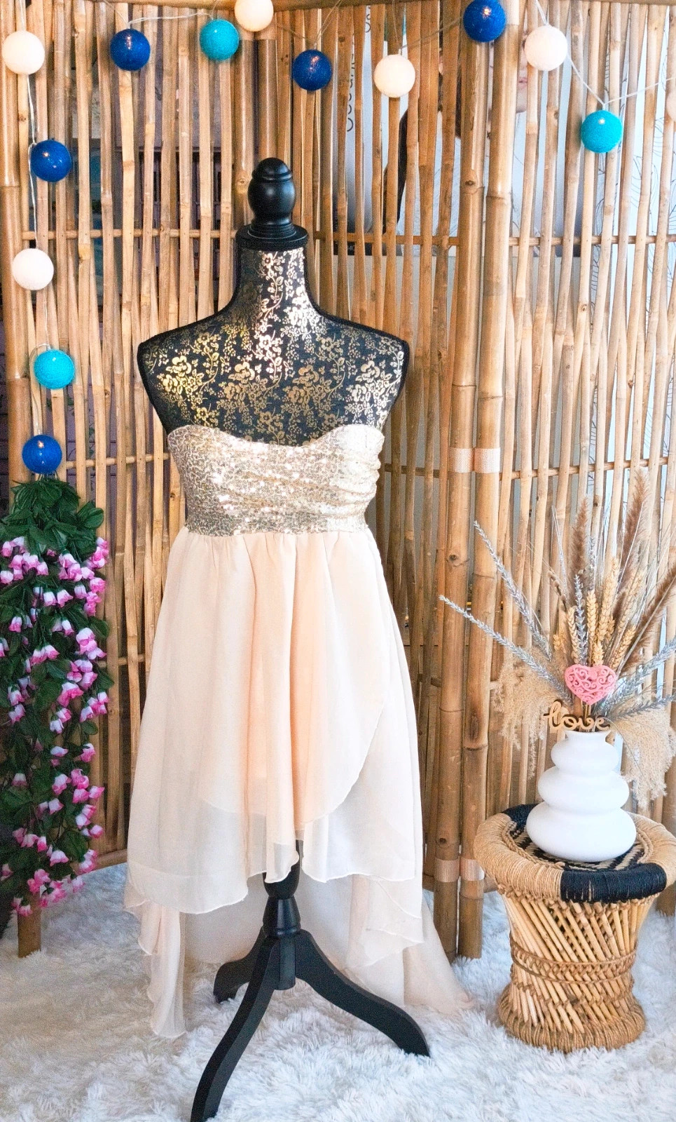 🩷 robe bustier asymétrique chic avec sequins femme T36 🩷
