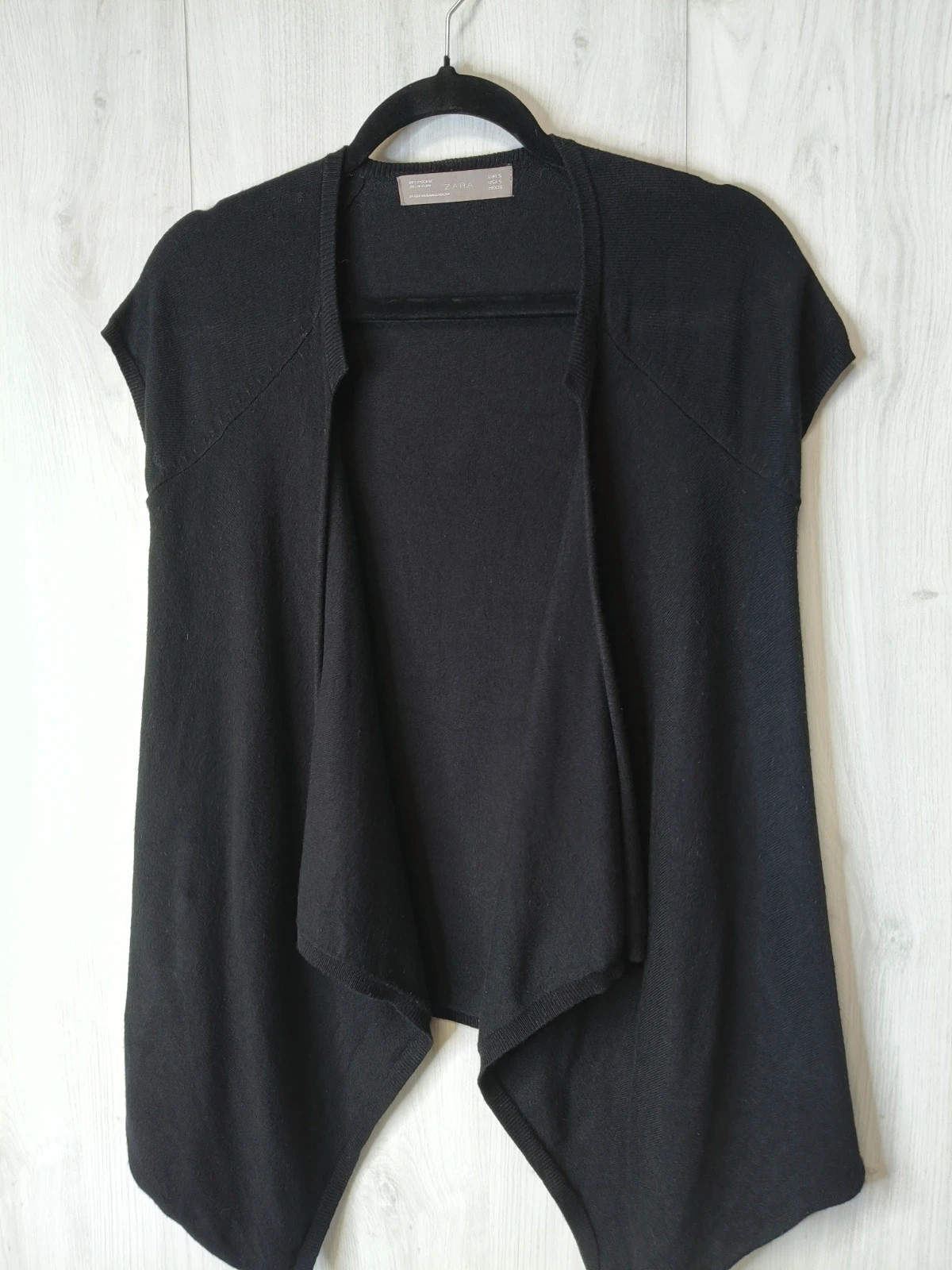 Gilet Zara noir maille fine manches courtes coupe asymétrique – S – Zara – taille S / 36 / 8 2