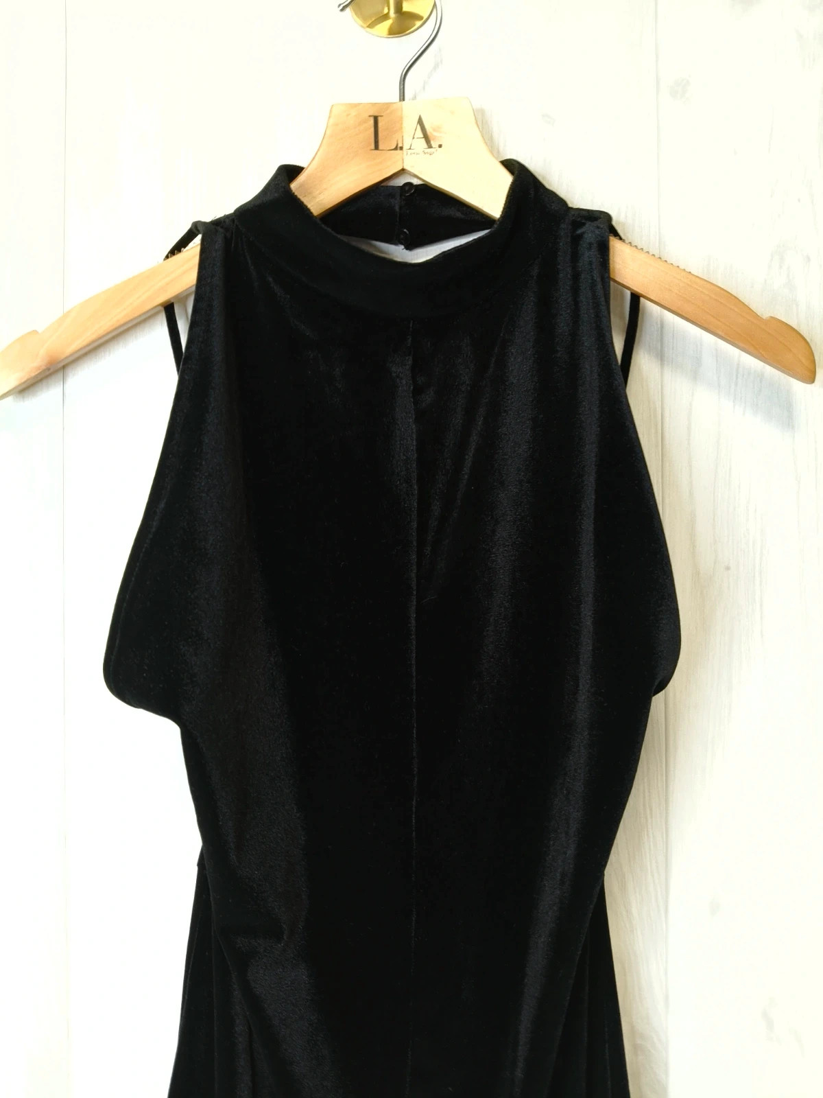 Robe longue noire en velours – dos nu – fente arrière – soirée chic- neuve sans étiquette – degriffe – taille L / 40 / 12 2