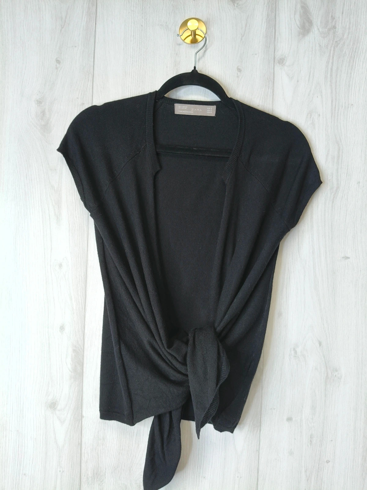 Gilet Zara noir maille fine manches courtes coupe asymétrique – S – Zara – taille S / 36 / 8 3
