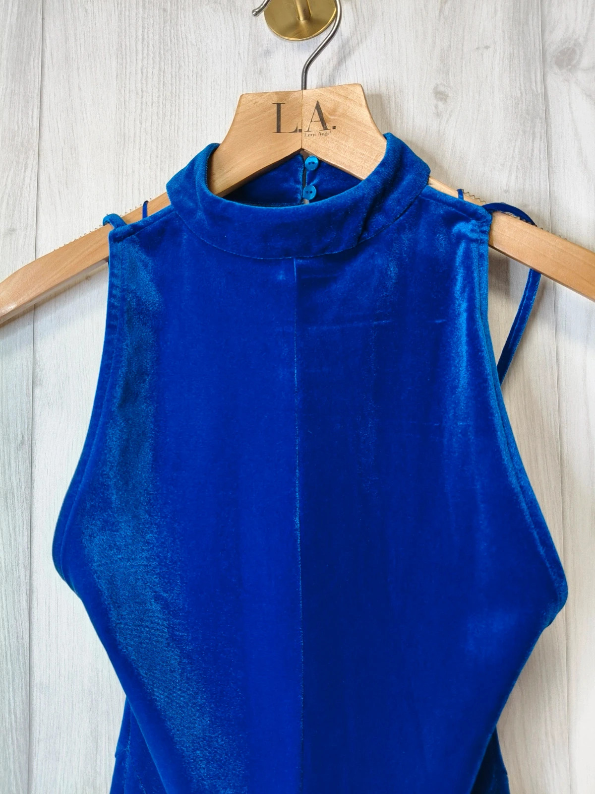Robe courte en velours bleu électrique – dos ouvert – S – neuve avec étiquette – degriffe – taille S / 36 / 8 2