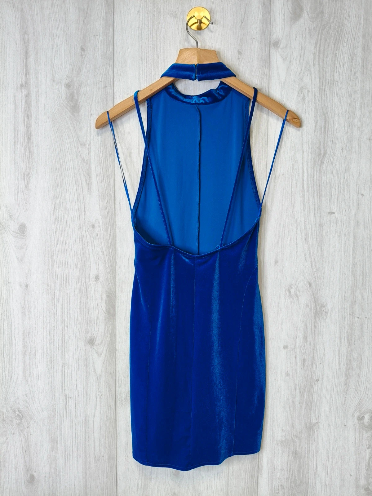 Robe courte en velours bleu électrique – dos ouvert – S – neuve avec étiquette – degriffe – taille S / 36 / 8 3