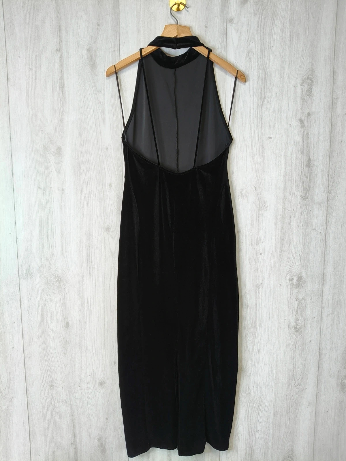 Robe longue noire en velours – dos nu – fente arrière – soirée chic- neuve sans étiquette – degriffe – taille L / 40 / 12 3