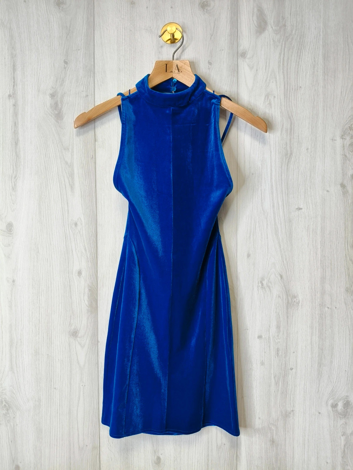 Robe courte en velours bleu électrique – dos ouvert – S – neuve avec étiquette – degriffe – taille S / 36 / 8