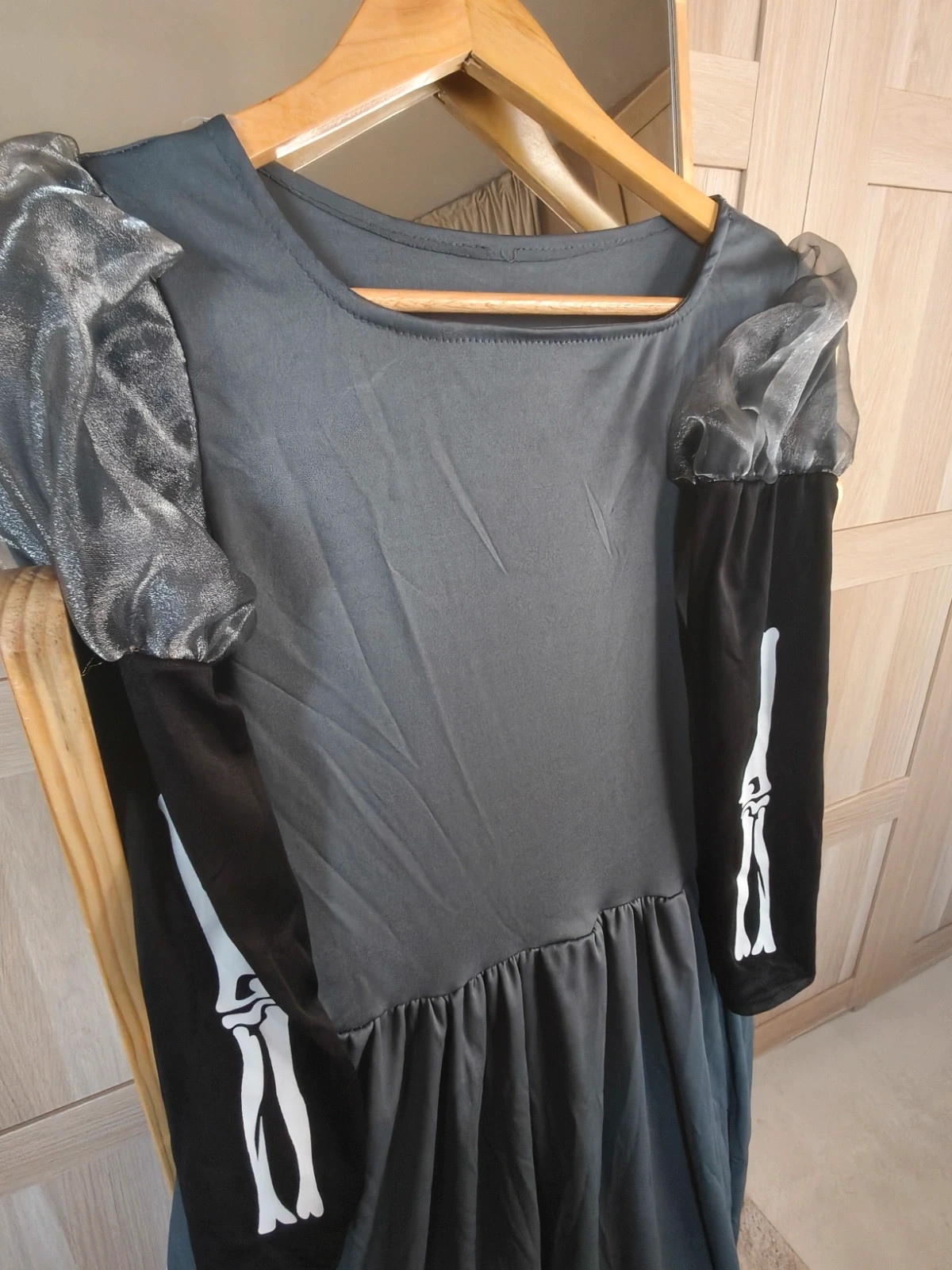 Déguisement Halloween fille robe squelette fantôme gris noir – env. 10/12 ans – aucune – taille 10 ans / 140 cm 3