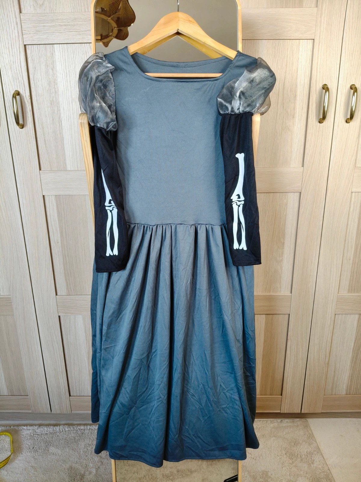 Déguisement Halloween fille robe squelette fantôme gris noir – env. 10/12 ans – aucune – taille 10 ans / 140 cm 2
